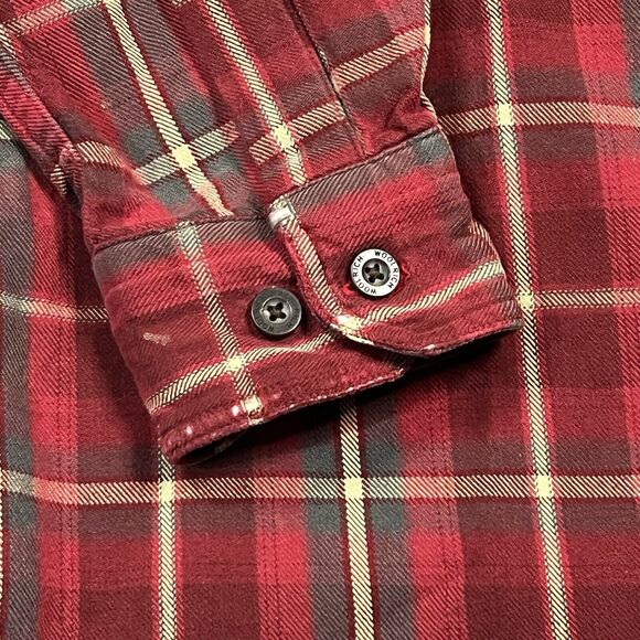 Woolrich Plaid Flannel Button Down Shirt Men's Size Large Red Green Outdoor - Picture 2 of 11